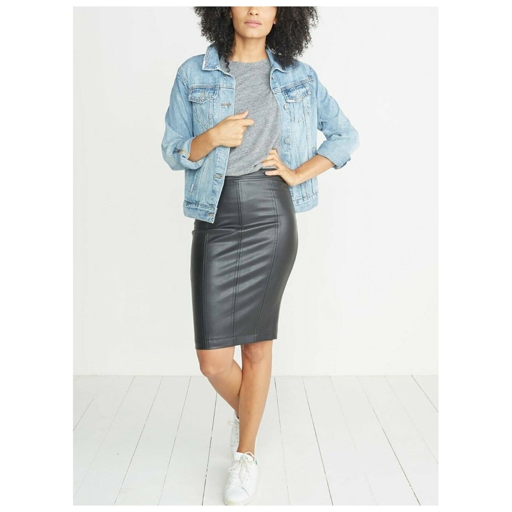 Marine Layer Ginger Faux Leather Skirt, Black